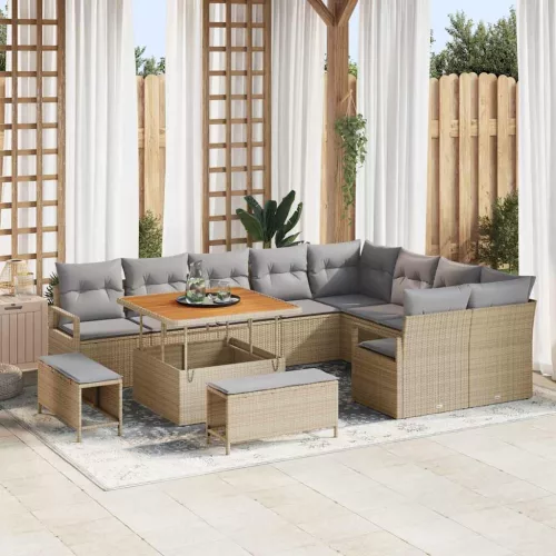 vidaXL Kerti Kanapé Szett párnával 12 pcs Beige és Világosszürke
