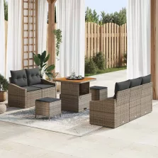   vidaXL Kerti Kanapé Szett párnával tárolóval párnával 8 pcs Szürke