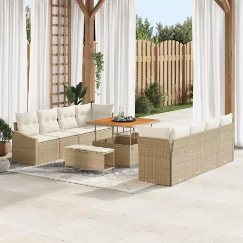 vidaXL Kerti Kanapé Szett 11 pcs Beige és krém 100 x 100 x 71 cm
