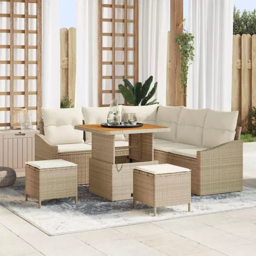 vidaXL Kerti Kanapé Szett párnával 8 pcs Beige és krém 80 x 80 x 71 cm