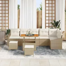   vidaXL Kerti Kanapé Szett párnával 9 pcs Beige és krém 90 x 55 x 71 cm