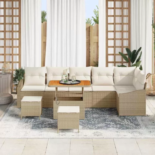 vidaXL Kerti Kanapé Szett párnával 9 pcs Beige és krém 90 x 55 x 71 cm