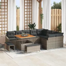   vidaXL Kerti Kanapé Szett párnával 12 pcs Szürke 100 x 100 x 71 cm