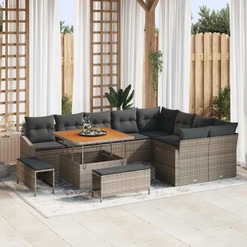 vidaXL Kerti Kanapé Szett párnával 12 pcs Szürke 100 x 100 x 71 cm