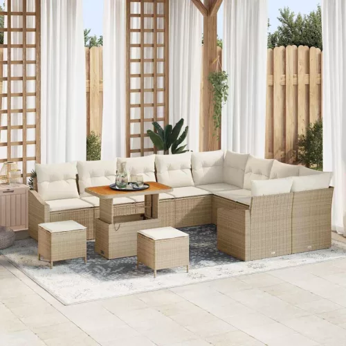 vidaXL Kerti Kanapé Szett 12 pcs Beige és krém 90 x 55 x 71 cm