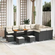   vidaXL Kerti Kanapé Szett 13 pcs Fekete és Krém 110 x 55 x 71 cm