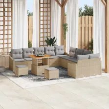   vidaXL Kerti Kanapé Szett párnával 13 pcs Beige és Világosszürke
