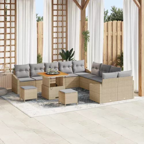 vidaXL Kerti Kanapé Szett párnával 13 pcs Beige és Világosszürke