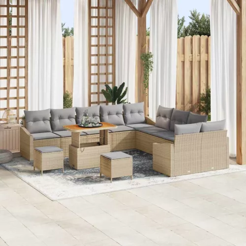 vidaXL Kerti Kanapé Szett párnával 13 pcs Beige és Világosszürke