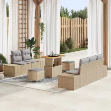   vidaXL Kerti Kanapé Szett 8 pcs Beige és Világosszürke 90 x 55 x 71 cm