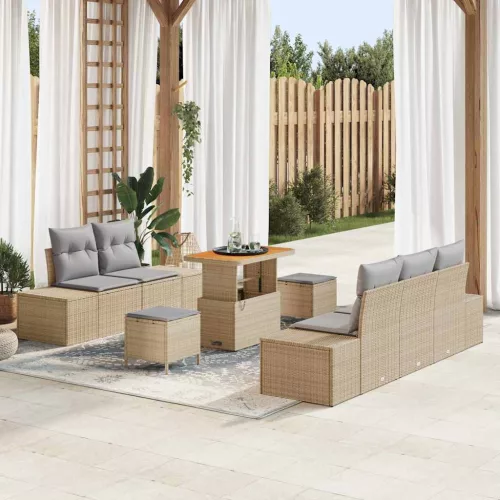 vidaXL Kerti Kanapé Szett 8 pcs Beige és Világosszürke 90 x 55 x 71 cm