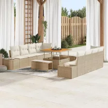  vidaXL Kerti Kanapé Szett 11 pcs Beige és krém 100 x 100 x 71 cm