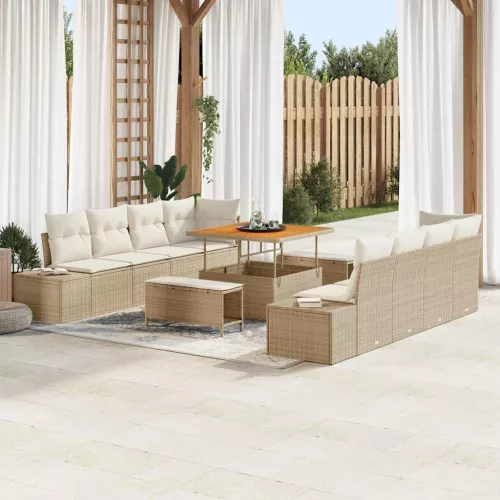 vidaXL Kerti Kanapé Szett 11 pcs Beige és krém 100 x 100 x 71 cm