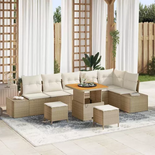 vidaXL Kerti Kanapé Szett párnával 9 pcs Beige és krém 80 x 80 x 71 cm