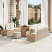   vidaXL Kerti Kanapé Szett párnával tárolóval 8 pcs Beige és krém