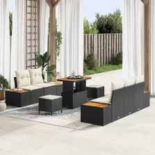   vidaXL Kerti Kanapé Szett 8 pcs Fekete és Krém 90 x 55 x 71 cm