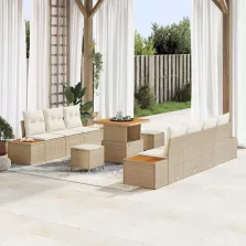   vidaXL Kerti Kanapé Szett 10 pcs Beige és krém 80 x 80 x 71 cm