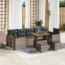   vidaXL Kerti Kanapé Szett 10 pcs Szürke 90 x 55 x 71 cm Poli rattan