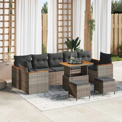 vidaXL Kerti Kanapé Szett 10 pcs Szürke 90 x 55 x 71 cm Poli rattan