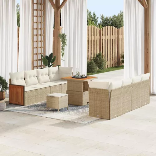 vidaXL Kerti Kanapé Szett 11 pcs Beige és krém 80 x 80 x 71 cm