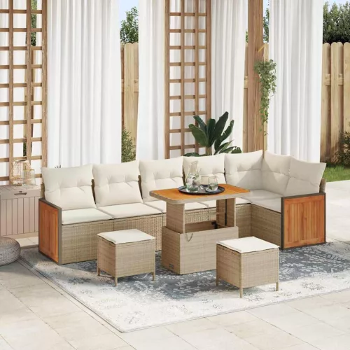 vidaXL Kerti Kanapé Szett 9 pcs Beige és krém 90 x 55 x 71 cm