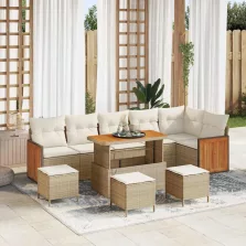   vidaXL Kerti Kanapé Szett 10 pcs Beige és krém 110 x 55 x 71 cm