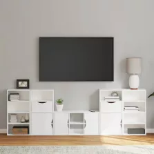   vidaXL 5 db fehér tömörfa fenyőfa V szekrény tárolóval ODDA