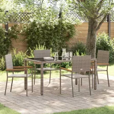   vidaXL Kert étkező szett 5 pcs Szürke 150 x 90 x 75 cm polirattan
