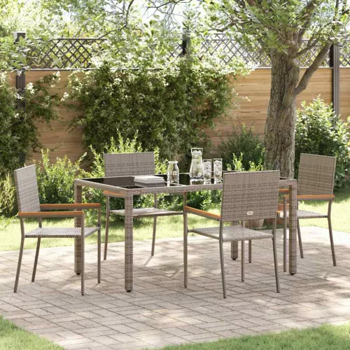 vidaXL Kert étkező szett 5 pcs Szürke 150 x 90 x 75 cm polirattan