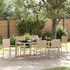   vidaXL Kert étkező szett 7 pcs Beige és fekete 190 x 90 x 75 cm