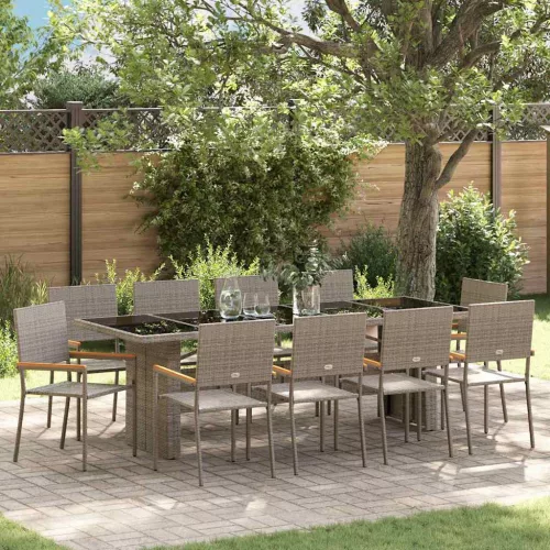 vidaXL Kert étkező szett 11 pcs Szürke Poli rattan