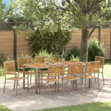   vidaXL Kert étkező szett 9 pcs Szürke és Barna 190 x 90 x 75 cm