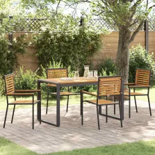   vidaXL Kert étkező szett 5 pcs Fekete és Fa 140 x 80 x 75 cm