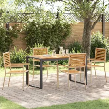   vidaXL Kert étkező szett 5 pcs Bézs 140 x 80 x 75 cm polirattan