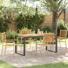vidaXL Kert étkező szett 5 pcs Beige és barna polirattan