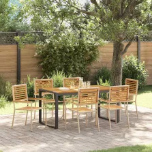 vidaXL Kert étkező szett 7 pcs Beige és barna polirattan