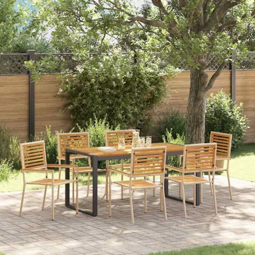 vidaXL Kert étkező szett 7 pcs Beige és barna polirattan