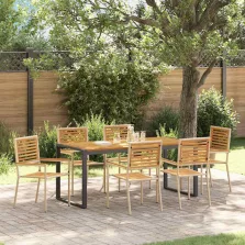 vidaXL Kert étkező szett 7 pcs Beige és barna polirattan