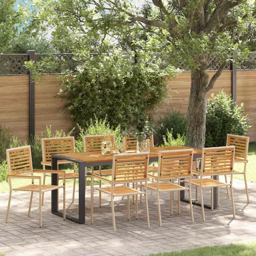 vidaXL Kert étkező szett 9 pcs Bézs 200 x 80 x 75 cm polirattan