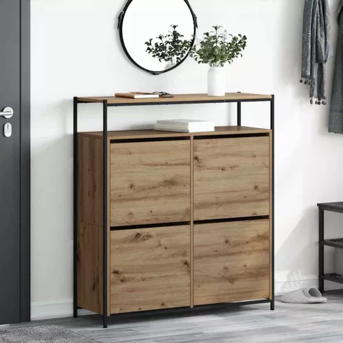 vidaXL Cipőszekrény polcokkal Artisan tölgy 100 x 34 x 112 cm Faanyag