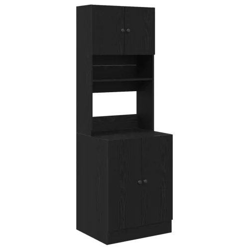 vidaXL Konyhai vitrin polcokkal 2 pcs Fekete tölgy 60 x 50 x 180 cm