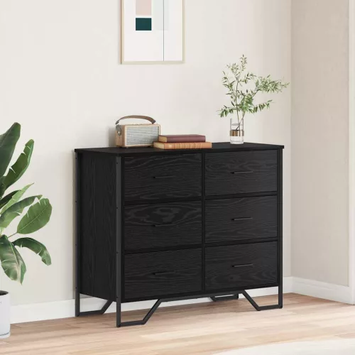 vidaXL Fiókos Szekrény fiókkal Musta tammi 91 x 35.5 x 74.5 cm Faanyag