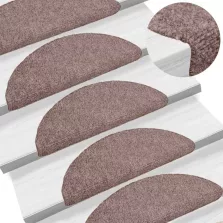   vidaXL 20 db öntapadós lépcsőszőnyeg 65 x 21 x 4 cm világosbarna félkör alakú nagy