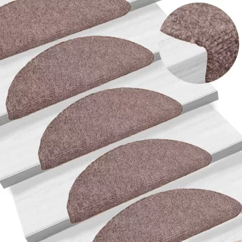 vidaXL 20 db öntapadós lépcsőszőnyeg 65 x 21 x 4 cm világosbarna félkör alakú nagy