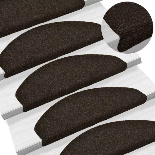 vidaXL 20 db öntapadós lépcsőszőnyeg 65 x 21 x 4 cm sötétbarna félkör alakú nagy