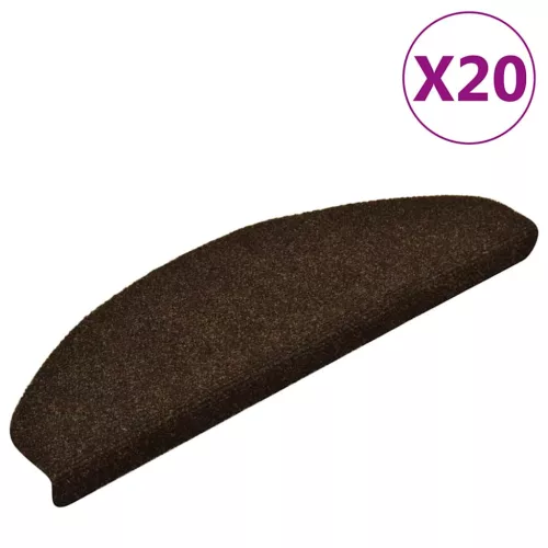 vidaXL 20 db öntapadós lépcsőszőnyeg 65 x 21 x 4 cm barna félkör alakú nagy