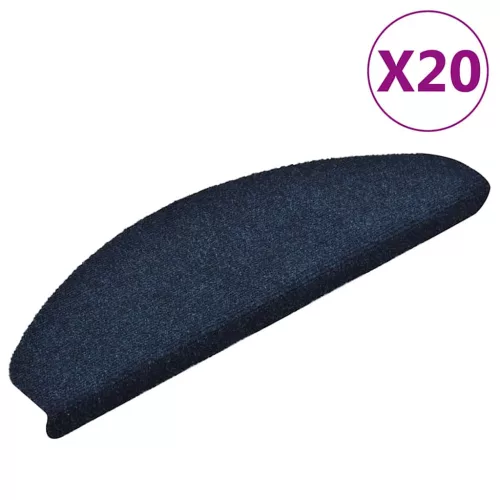 vidaXL 20 db öntapadós lépcsőszőnyeg, 65 x 21 x 4 cm, sötétkék, nagy félkör alakú