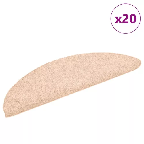 vidaXL 20 db krém öntapadó lépcsőszőnyeg 56 x 17 x 3 cm