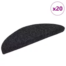   vidaXL 20 db fekete öntapadó lépcsőszőnyeg 56 x 17 x 3 cm
