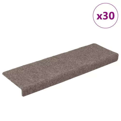 vidaXL öntapadós lépcsőszőnyegek 30 db 65 x 21 x 4 cm bézs téglalap alakú széllel